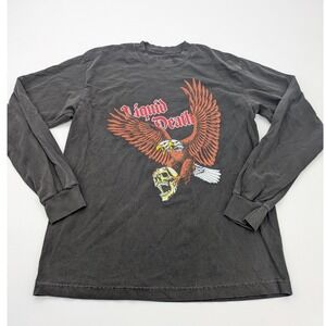 Liquid Death‎ Eagle Skull Graphic T-shirt Men M Short Sleeve Faded Black